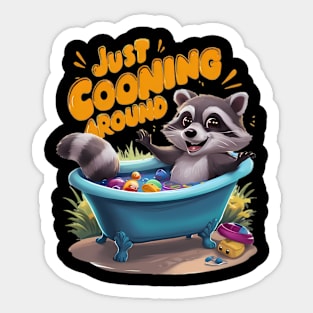 Just Cooning Mischievous Raccoons Bath Adventure Sticker